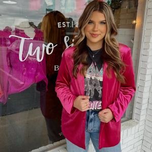 Ee Some Pink Velvet Blazer Size Medium